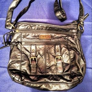 Wallflower Black Leather Crossbody Purse